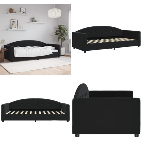 Sofá cama sin colchón terciopelo negro 90x190 cm - Sofá cama sin colchón - Sofá cama 2 en 1