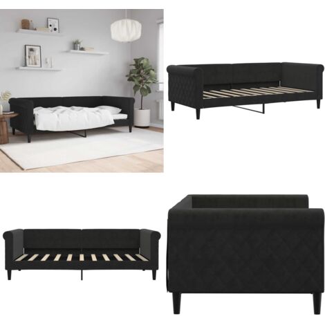 Sofá cama sin colchón terciopelo negro 90x190 cm - Sofá cama sin colchón - Sofá cama moderno