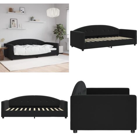Sofá cama sin colchón terciopelo negro 90x200 cm - Sofá cama sin colchón - Sofá cama negro