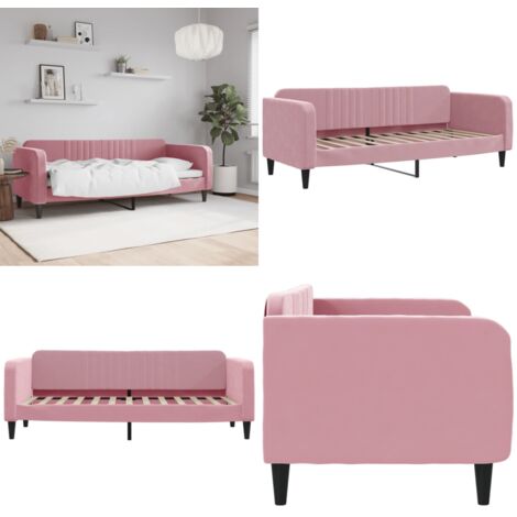 Sofá cama sin colchón terciopelo rosa 80x200 cm - Sofá cama rosa - Sofá cama sin colchón