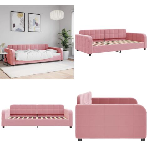 Sofá cama sin colchón terciopelo rosa 90x200 cm - Sofá cama rosa - Sofá cama con colchón