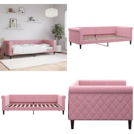 Sofá cama sin colchón terciopelo rosa 90x200 cm - Sofá cama rosa - Sofá cama con colchón