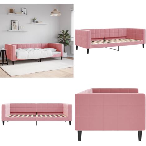 Sofá cama sin colchón terciopelo rosa 90x200 cm - Sofá cama rosa - Sofá cama sin colchón