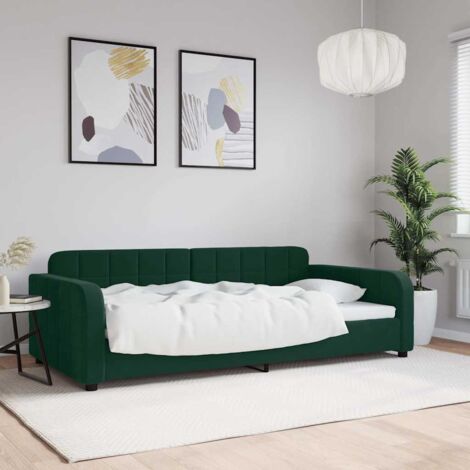 Sofá cama sin colchón terciopelo verde oscuro 100x200 cm
