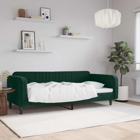 Sofá cama sin colchón terciopelo verde oscuro 100x200 cm