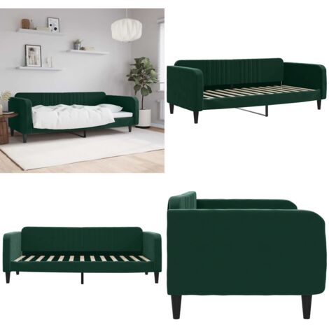 Sofá cama sin colchón terciopelo verde oscuro 100x200 cm - Sofá cama sin colchón - Sofá cama verde oscuro