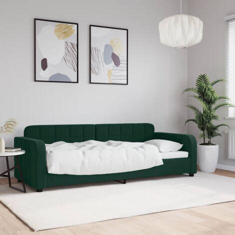 Sofá cama sin colchón terciopelo verde oscuro 80x200 cm