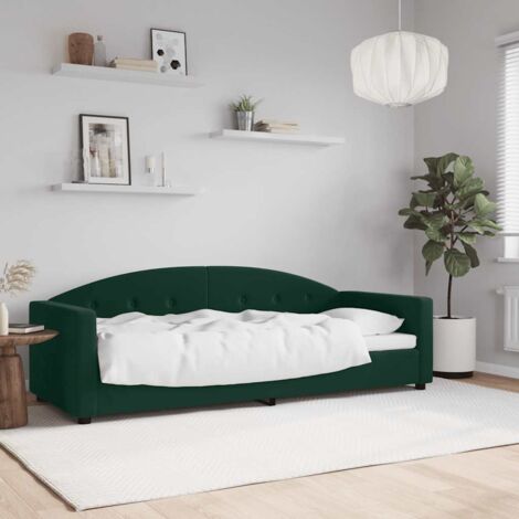Sofá cama sin colchón terciopelo verde oscuro 80x200 cm