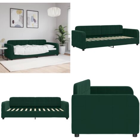 Sofá cama sin colchón terciopelo verde oscuro 80x200 cm - Sofá cama 2 en 1 - Sofá cama con colchón