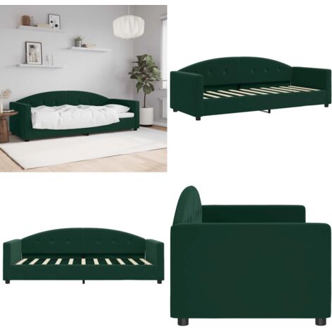 Sofá cama sin colchón terciopelo verde oscuro 80x200 cm - Sofá cama 2 en 1 - Sofá cama con respaldo