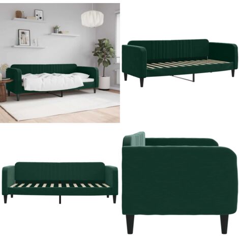 Sofá cama sin colchón terciopelo verde oscuro 80x200 cm - Sofá cama sin colchón - Sofá cama verde oscuro