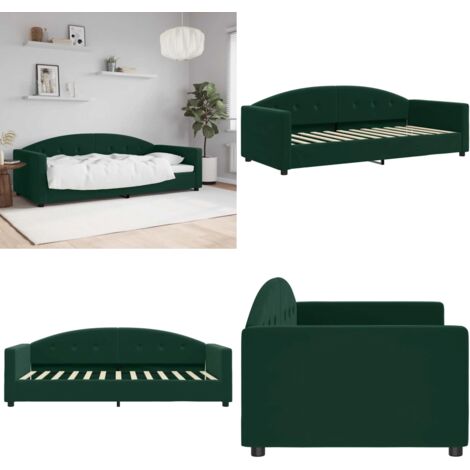 Sofá cama sin colchón terciopelo verde oscuro 90x200cm - Sofá cama sin colchón - Sofá cama verde oscuro
