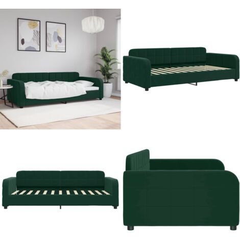 Sofá cama sin colchón terciopelo verde oscuro 90x200cm - Sofá cama sin colchón - Sofá cama verde oscuro