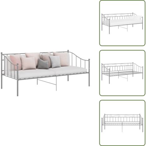 Sofá cama sin colchón - vidaXL Estructura de sofá cama sin colchón metal gris 90x200 cm - Cama de metal