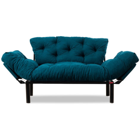 Sofá cama, sofá de dos plazas, cama de invitados Sofa-Bed Azul petróleo