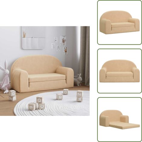 Sofá cama suave - vidaXL Sofá cama de niños 2 plazas felpa suave crema - Sofá cama para niños 2 plazas