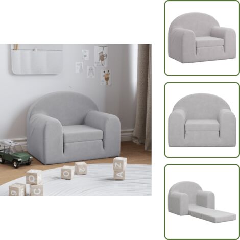 Sofá cama suave - vidaXL Sofá cama infantil felpa suave gris claro - Sofá cama 2 en 1