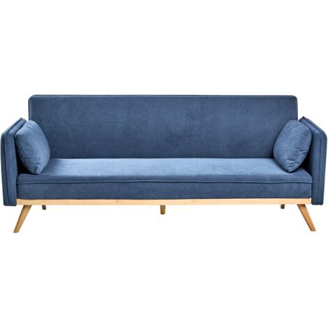 Sofá cama tapizado en tela mecanismo clic-clac estilo minimalista azul