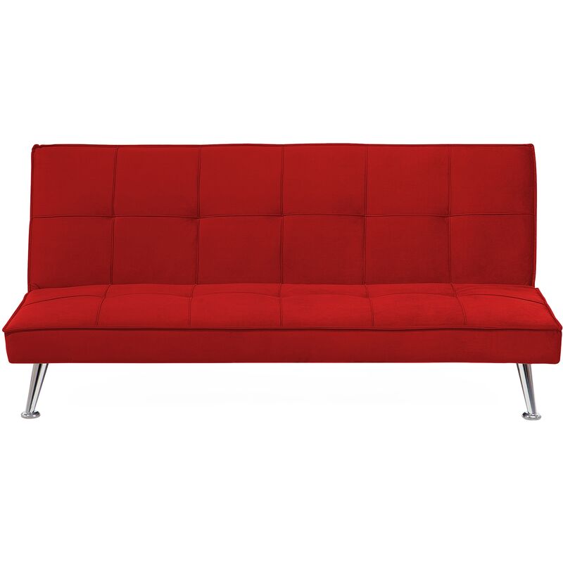 

Beliani - Sofá cama de terciopelo rojo HASLE