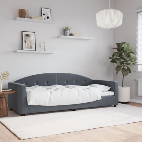 Sofá cama terciopelo gris oscuro 80x200 cm