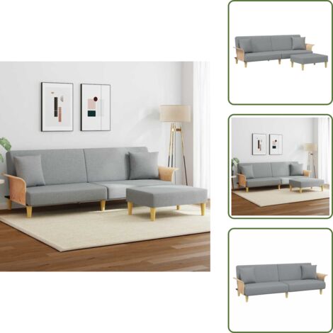 Sofá cama terciopelo - vidaXL Sofá cama 2 plazas con almohadas taburete terciopelo gris claro - Sofá cama gris claro