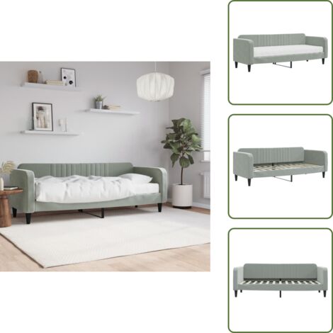 Sofá cama terciopelo - vidaXL Sofá cama con colchón terciopelo gris claro 80x200 cm - Sofá cama gris claro