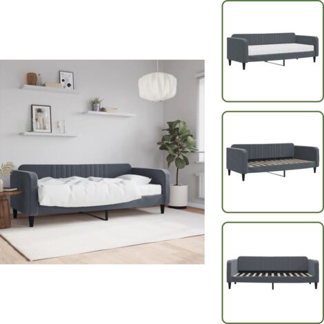 Sofá cama terciopelo - vidaXL Sofá cama con colchón terciopelo gris oscuro 90x200 cm - Sofá cama gris oscuro