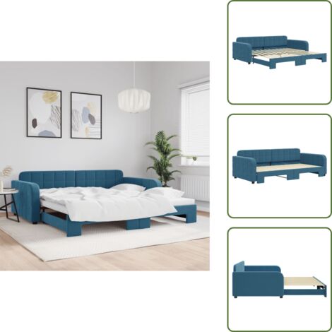 Sofá cama terciopelo - vidaXL Sofá cama nido terciopelo azul 100x200 cm - Sofá cama 2 en 1