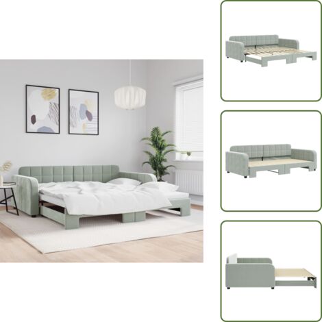 Sofá cama terciopelo - vidaXL Sofá cama nido terciopelo gris claro 100x200 cm - Sofá cama gris claro