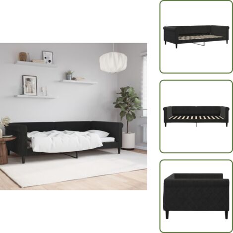 Sofá cama terciopelo - vidaXL Sofá cama sin colchón terciopelo negro 100x200 cm - Sofá cama moderno