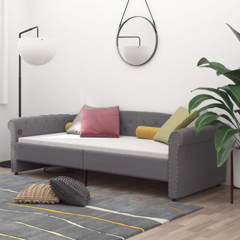 

Sofá cama USB de tela gris claro 90x200 cm