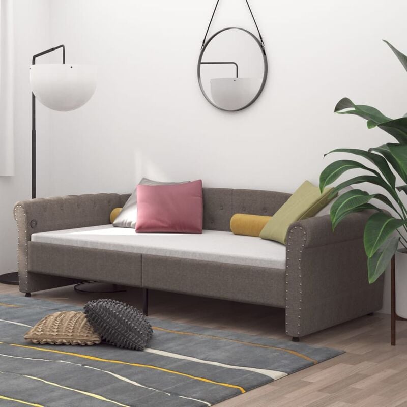 

Sofá cama USB de tela gris taupe 90x200 cm