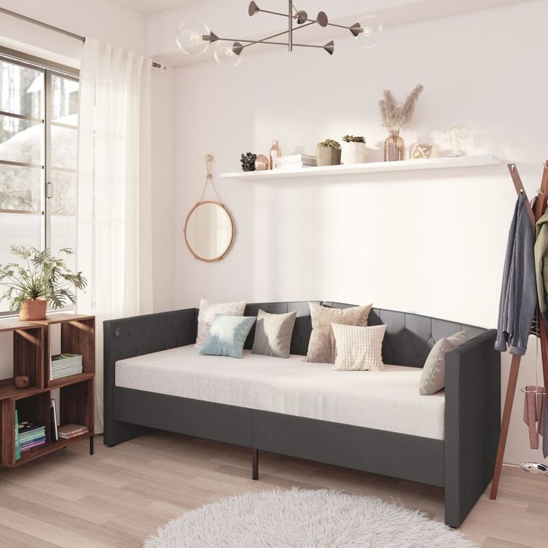 

Sofá cama USB terciopelo gris oscuro 90x200 cm
