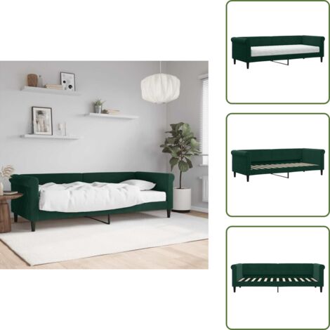 Sofá cama verde oscuro - vidaXL Sofá cama con colchón terciopelo verde oscuro 80x200 cm - Sofá cama moderno