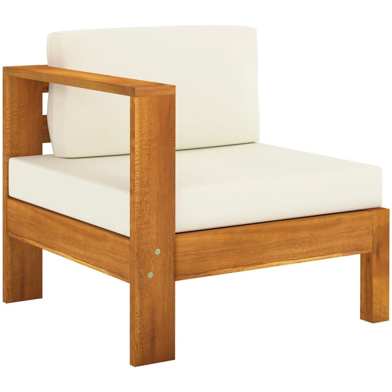 

Sofa central con 1 reposabrazos madera acacia blanca crema