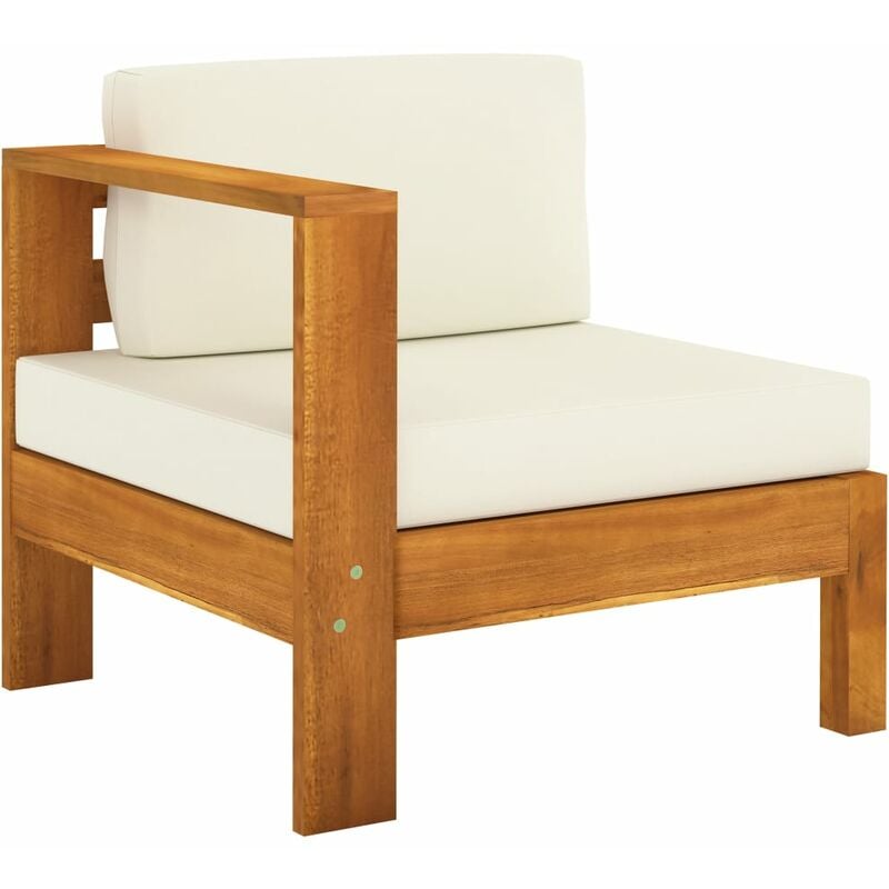 

Sofá central con 1 reposabrazos madera acacia blanca crema