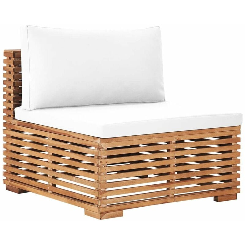

Sofa central de jardin madera maciza teca y cojin color crema