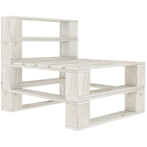 Sofá central de palés para jardín madera blanco vidaXL