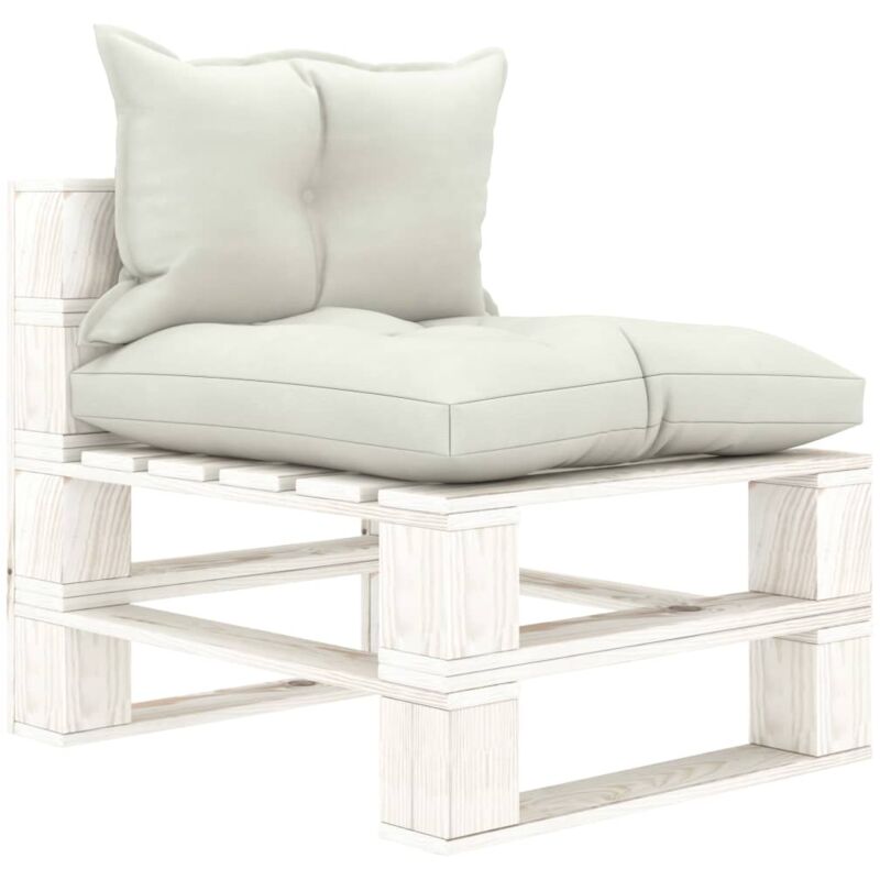 

vidaXL Sofá central de palés para jardín madera con cojines beige - Beige