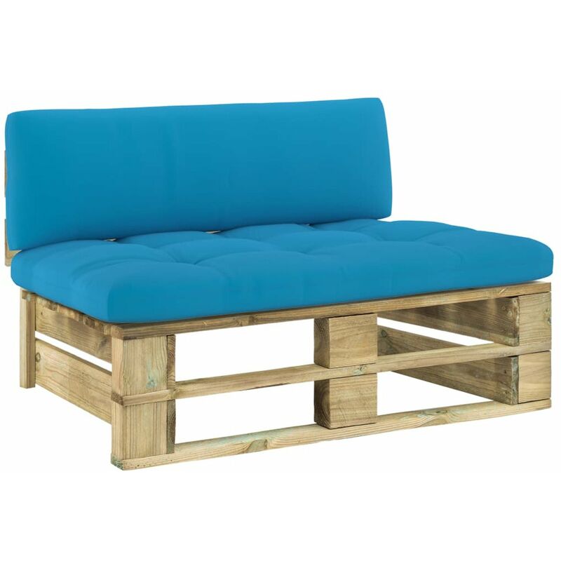 

Sofa central de palets de jardin madera pino impregnada verde
