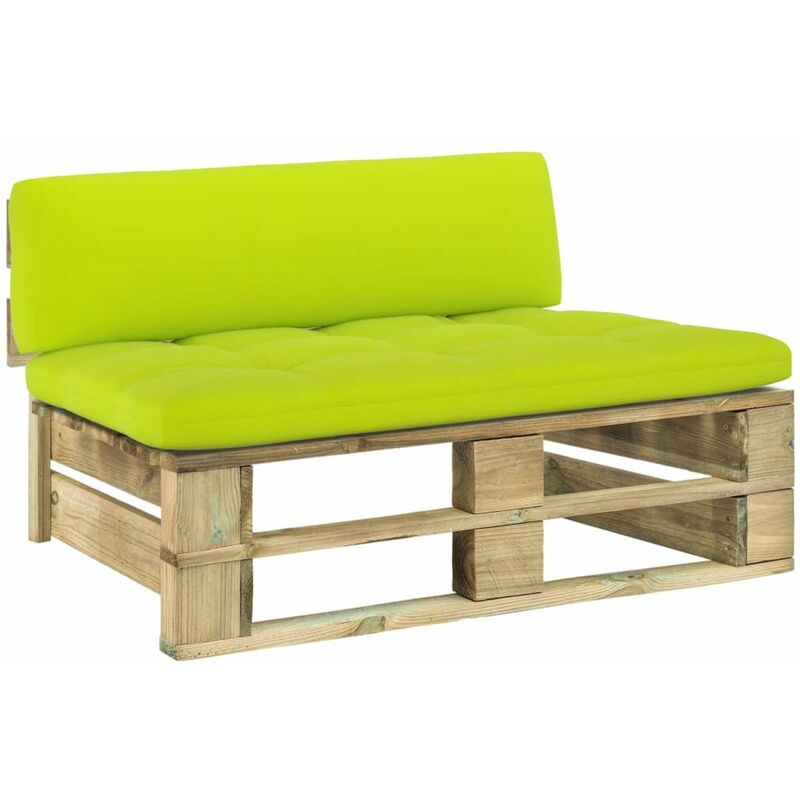 

Sofa central de palets de jardin madera pino impregnada verde