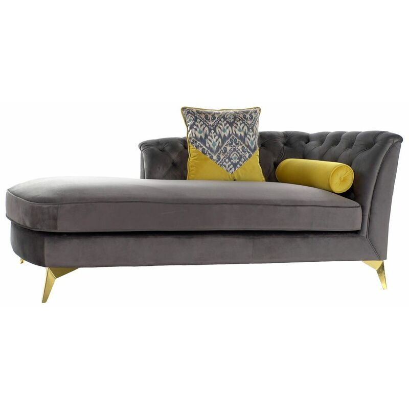 

Sofá Chaise Longue DKD Home Decor Gris Poliéster Metal Dorado (188 x 92 x 81 cm)