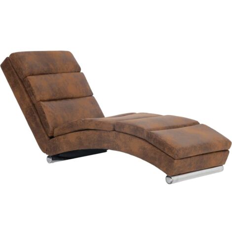 Sofá chaise longue para interior en PVC efecto ante marrón DEC026201