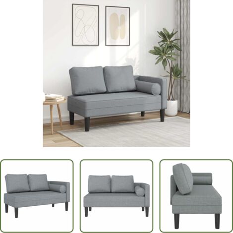 Sofá chaise longue -  Sofá diván con cojines tela gris claro