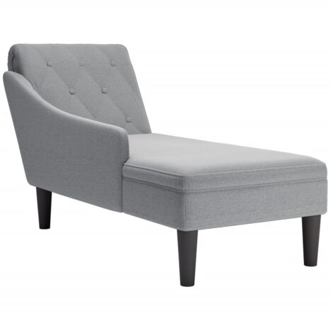 Sofá chaise longue tipo diván para interior con cojín y reposabrazos derecho tela gris claro DEC026255