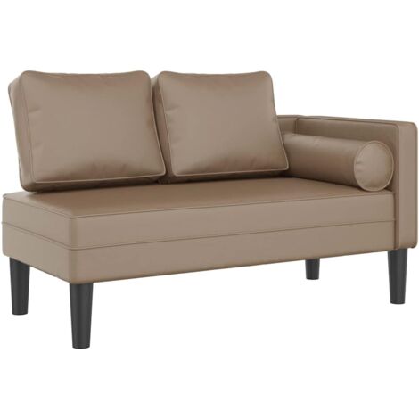 Sofá chaise longue tipo diván para interior con cojines de PVC color capuchino DEC026065