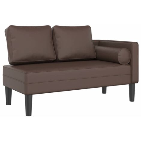 Sofá chaise longue tipo diván para interior con cojines de PVC marrón DEC026085