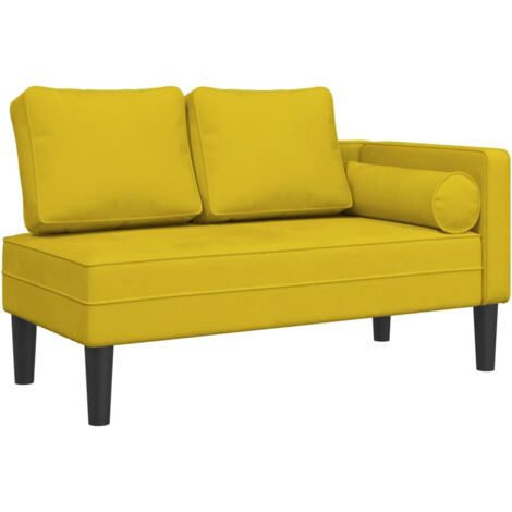 Sofá chaise longue tipo diván para interior con cojines de terciopelo amarillo DEC026083