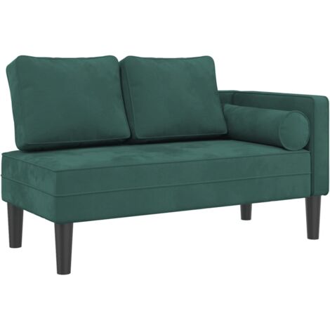 Sofá chaise longue tipo diván para interior con cojines de terciopelo verde oscuro DEC026105