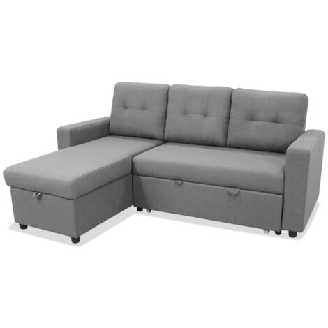 HM-ACTUALLY Sofá Chaiselongue cama Benidorm tapizado gris, 200cm(ancho) 150cm(fondo) 90cm(altura).